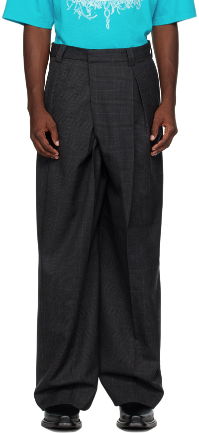 Shop Acne Studios Gray Wide-leg Trousers In Ama Grey/black