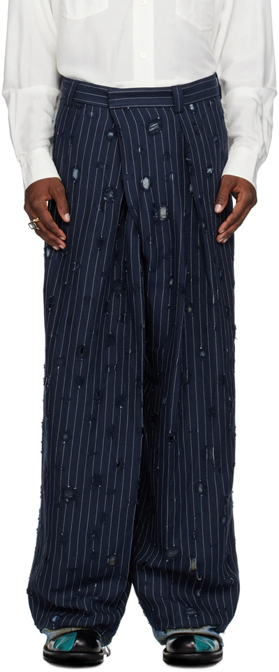 Shop Acne Studios Navy Wide-leg Trousers In Bg3 Navy