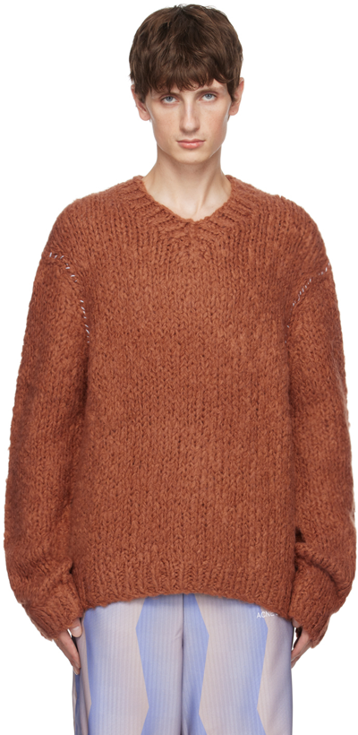 Shop Acne Studios Brown Hand-knit Sweater In Dh4 Ginger Brown