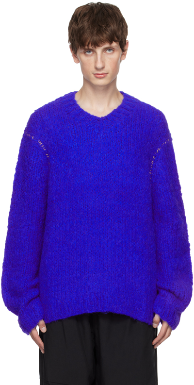 Shop Acne Studios Blue Hand-knit Sweater In Bpa Deep Blue