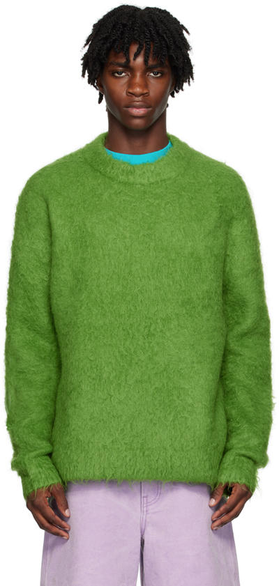 Shop Acne Studios Green Brushed Sweater In Cpi Pear Green
