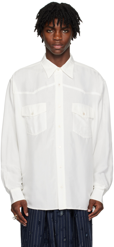 Shop Acne Studios White Button Up Shirt In Aeg Off White