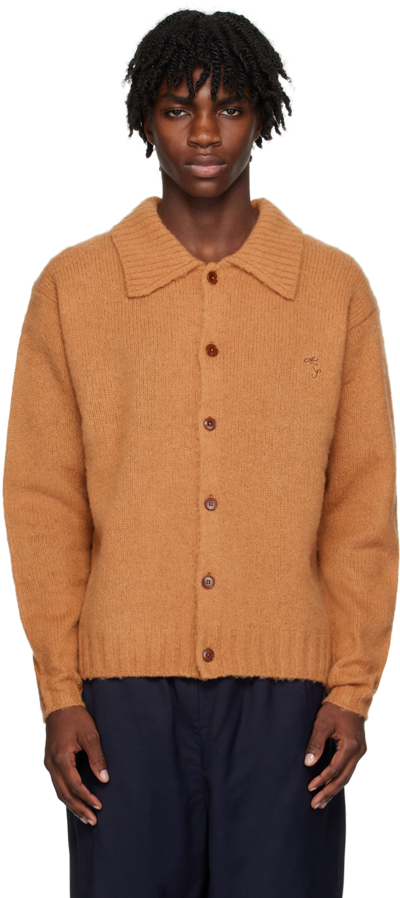 Shop Acne Studios Brown Embroidered Cardigan In Ads Almond Brown