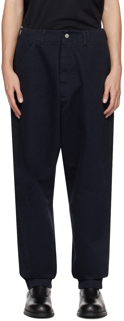 Shop Emporio Armani Navy Loose-fit Jeans