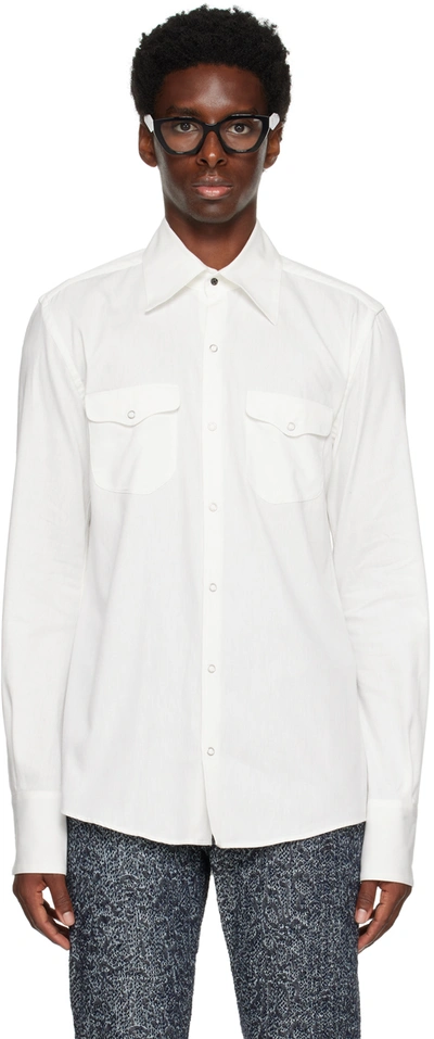 Shop Kozaburo White Slim-fit Shirt