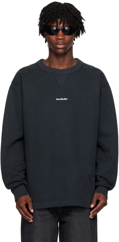 Shop Acne Studios Black Printed Sweatshirt In 900 Black