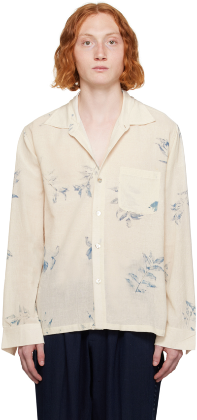 Shop Karu Research Off-white Printed Shirt In White/blue