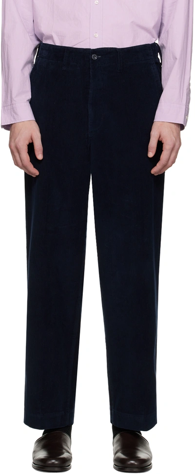 Shop Pottery Navy Wide Trousers In Dn Dark Navy