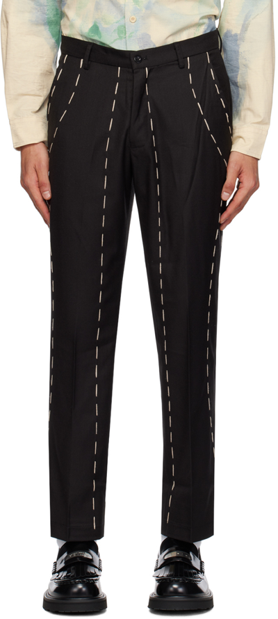 Shop Kidsuper Black Embroidered Trousers