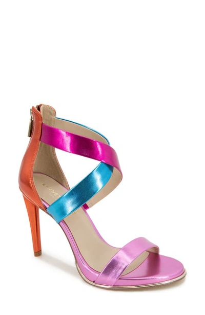 Shop Kenneth Cole New York Brooke Cross Strap Sandal In Metallic Multi Pu