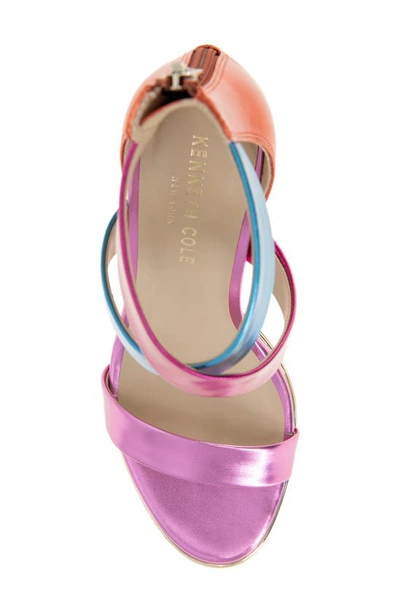Kenneth Cole New York Brooke Cross Strap Sandal In Metallic Multi Pu