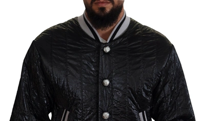 Shop Dolce & Gabbana Black Dg Logo Print Lining Bomber Men's Jacket