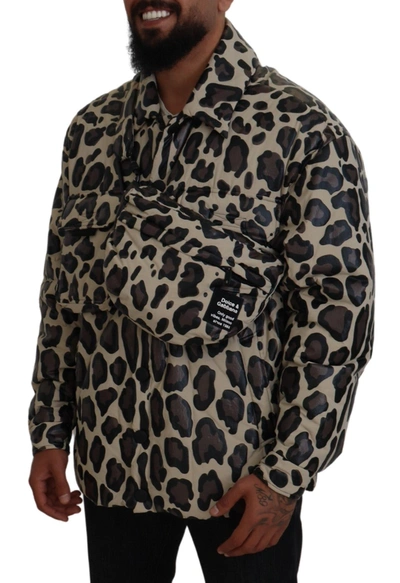 Shop Dolce & Gabbana Multicolor Leopard Parka Coat Chest Bag Jacket 2 Men's Piece