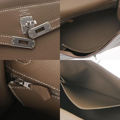 Shop Hermes Hermès Kelly 25 Grey Leather Handbag ()