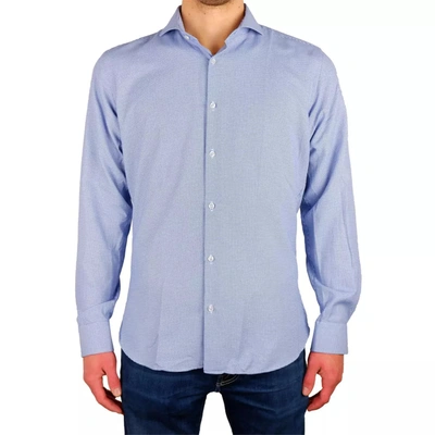 Shop Made In Italy Blue Cotton Men's Shirt