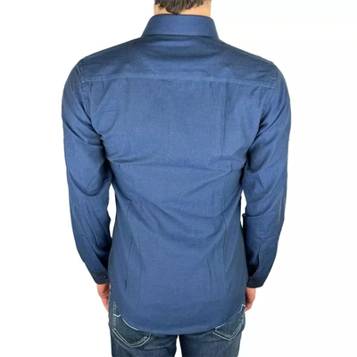 Shop Made In Italy Blue Cotton Men's Shirt
