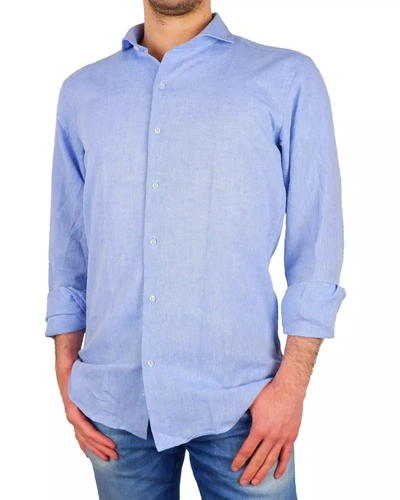 Shop Made In Italy Light Blue Cotton Men's Shirt