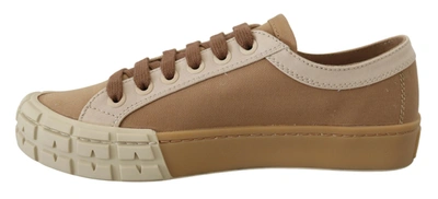 Shop Prada Brown Gabardine Bicol Low Top Sneakers Men's Shoes