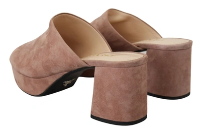 Shop Prada Dark Rose Suede Camoscio Sandals Block Heels Women's Shoes