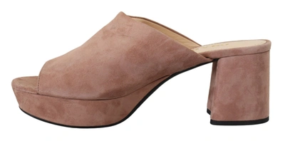 Shop Prada Dark Rose Suede Camoscio Sandals Block Heels Women's Shoes