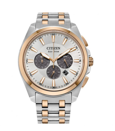 Shop Citizen Peyten Chronograph Eco-drive Silver Dial Two-tone Men's Watch Ca4516-59a In Two Tone  / Gold Tone / Rose / Rose Gold Tone / Silver