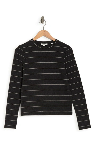 Shop Vince Slim Stripe Long Sleeve T-shirt In Heather Charcoal/ Gold Sand