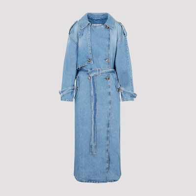 Shop Acne Studios Double-breasted Trench Coat In Light Blue