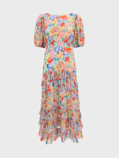 Shop Rixo London Silk Dress In Multicolor
