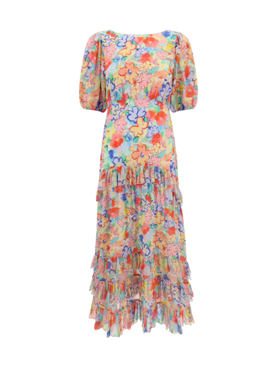 Shop Rixo London Silk Dress In Multicolor