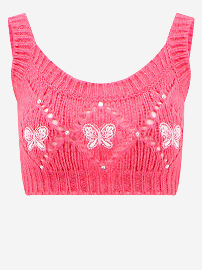 Shop Alessandra Rich Wool Top In Pink