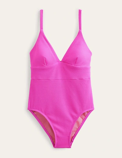 Shop Boden Arezzo V-neck Panel Swimsuit Amazing Pink Honeycomb Women