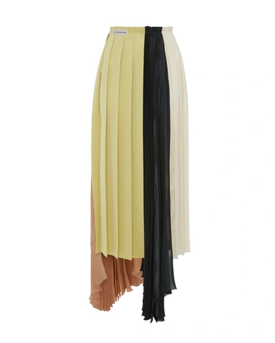 Shop Victoria Beckham Pleated Asymmetric Skirt In Multi