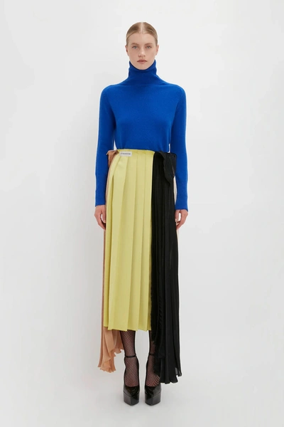 Shop Victoria Beckham Pleated Asymmetric Skirt In Multi