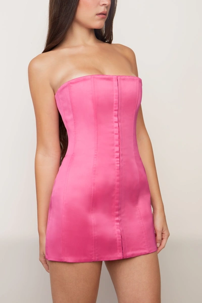 Shop Danielle Guizio Ny Satin Corset Dress In True Pink