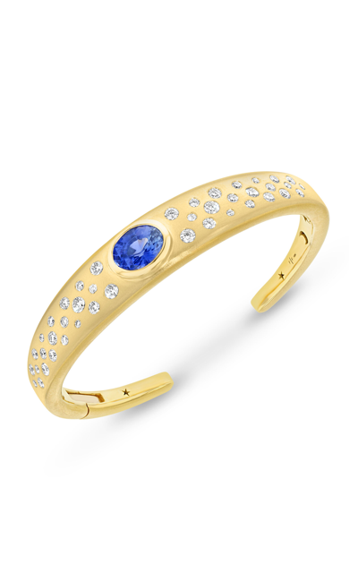 Shop Future Fortune 18k Yellow Gold Mystic Cuff Bracelet With Blue Sapphire