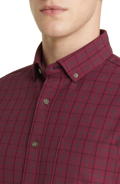 Mizzen + Main City Trim Fit Stretch Flannel Button-down Shirt In Red