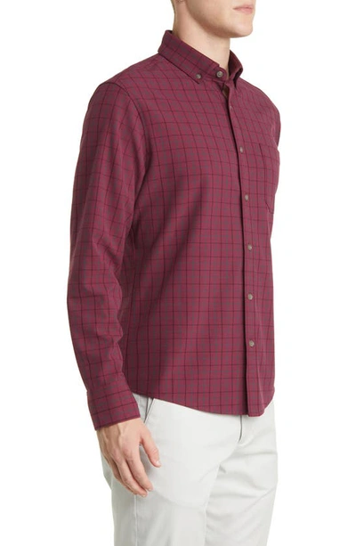 Mizzen + Main City Trim Fit Stretch Flannel Button-down Shirt In Red