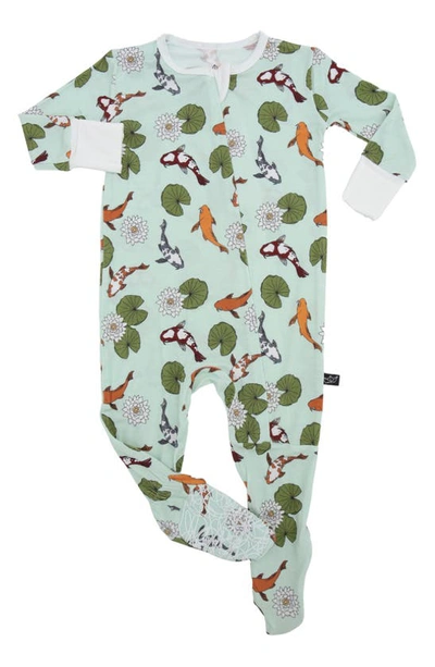 Shop Peregrinewear Peregrine Kidswear Koi Pond Fitted One-piece Pajamas In Green