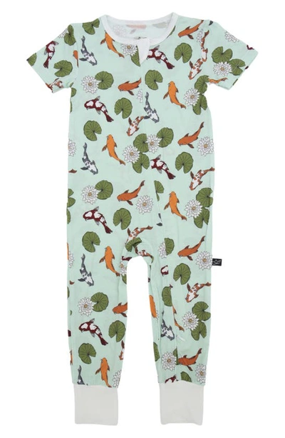 Shop Peregrinewear Peregrine Kidswear Koi Pond Fitted Convertible Footie Pajamas In Green