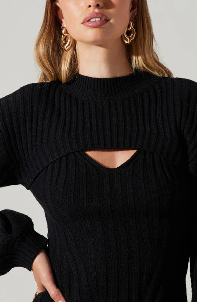Shop Astr Cutout Mock Neck Sweater In Black