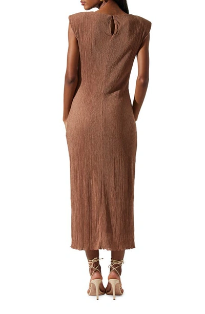 Shop Astr Plissé Maxi Dress In Brown