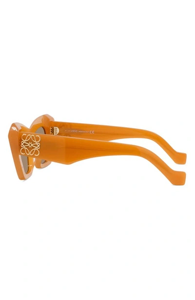 Shop Loewe Chunky Anagram 50mm Small Cat Eye Sunglasses In Orange