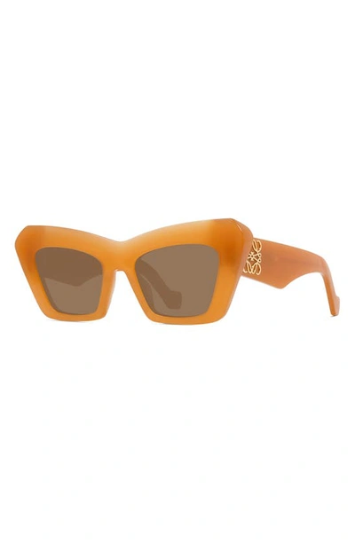 Shop Loewe Chunky Anagram 50mm Small Cat Eye Sunglasses In Orange