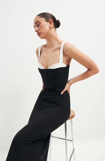 Shop Reformation Nelle Organic Cotton Blend Body-con Dress In Black