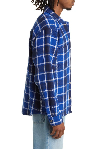 Shop Obey Bigwig Plaid Button-up Overshirt In Surf Blue Multi