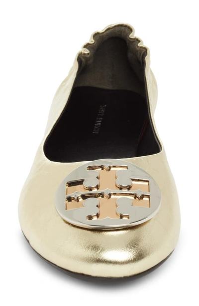 Shop Tory Burch Claire Ballet Flat In Crash Gold / Gold / Silver