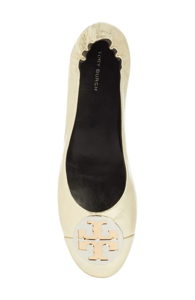 Shop Tory Burch Claire Ballet Flat In Crash Gold / Gold / Silver