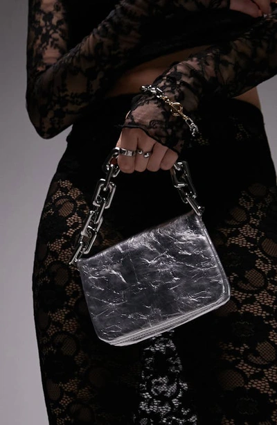Topshop Giselle Faux Leather Top Handle Grab Bag In Silver ModeSens