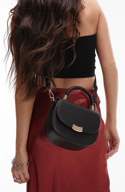 Shop Topshop Cindy Faux Leather Crossbody Bag In Black