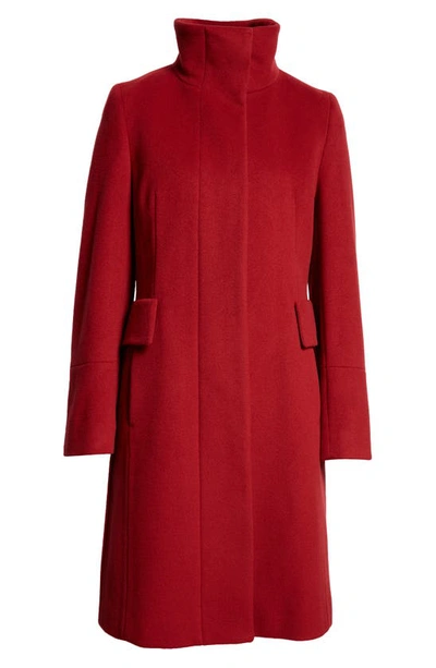 Shop Akris Punto Stand Collar Wool Blend Fleece Coat In 064 Dark Red